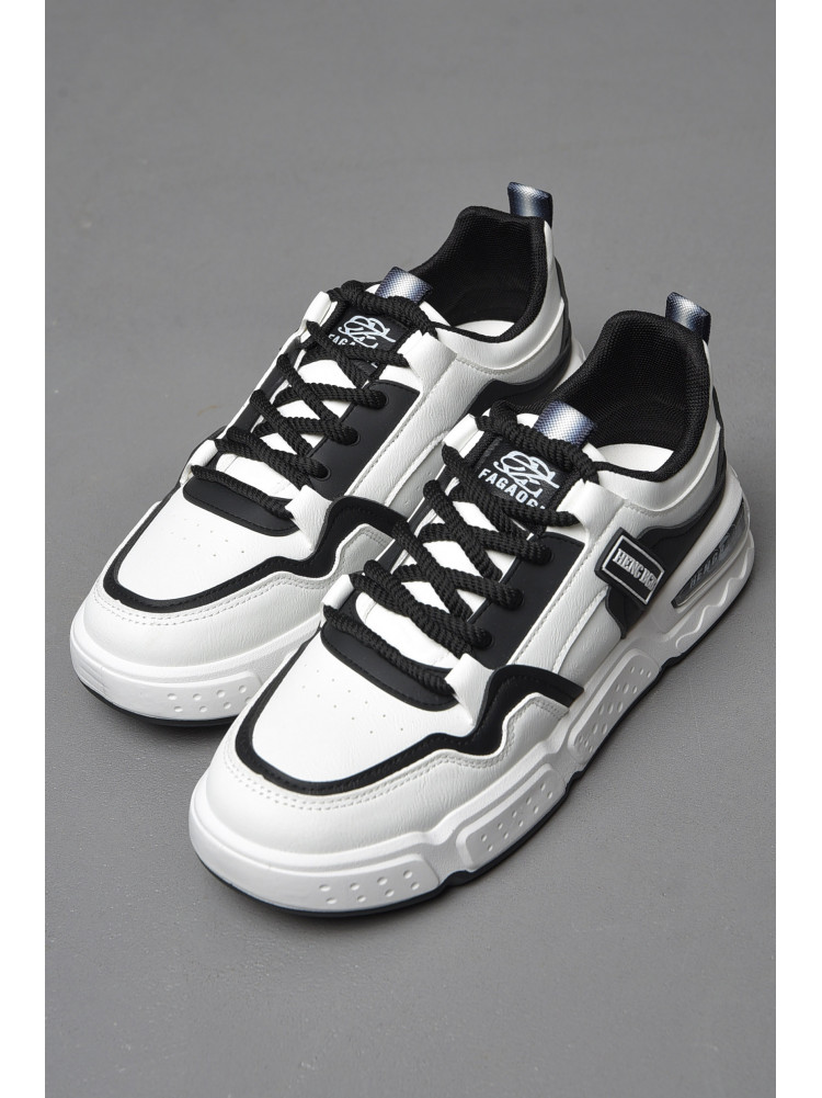 Кросівки чоловічі чорно-білого кольору на шнурівці 18-1 177244C