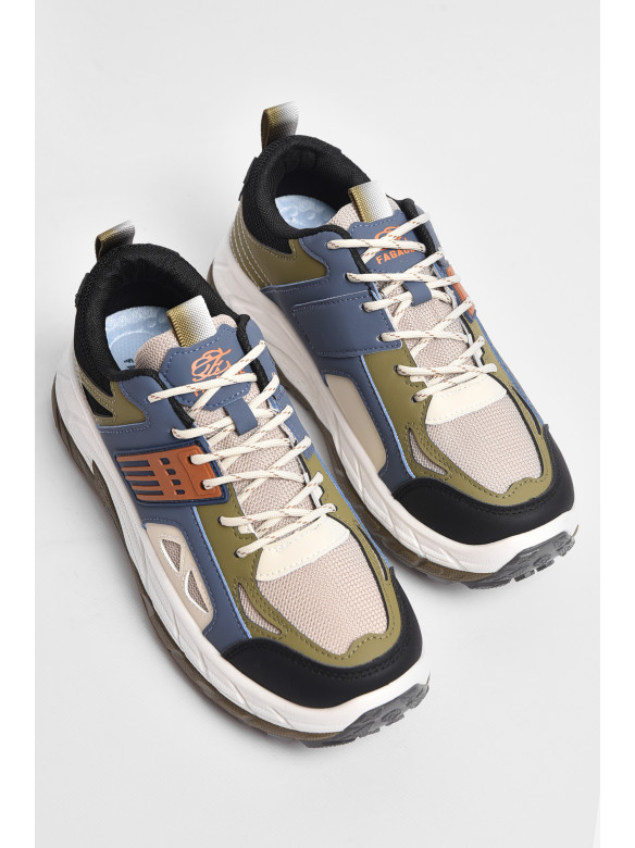 Кросівки чоловічі синьо-бежевого кольору на шнурівці 121-3 177247C