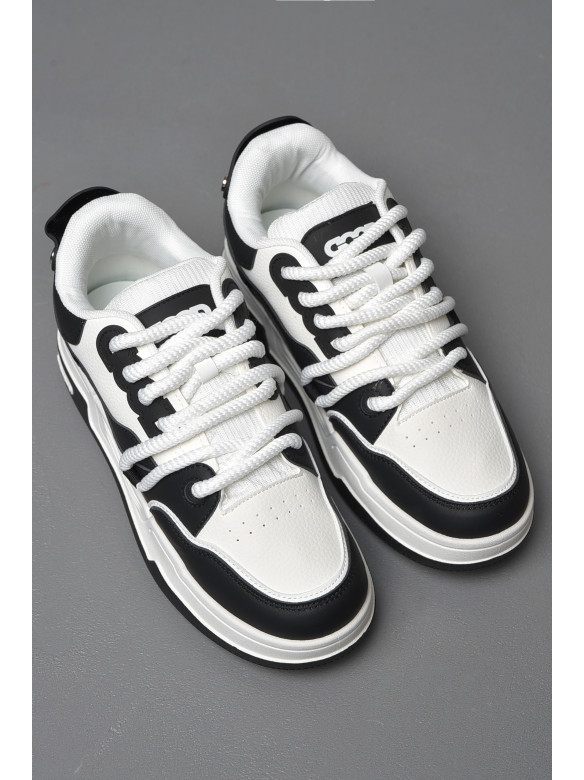 Кросівки чоловічі чорно-білого кольору на шнурівці 70-6 177251C
