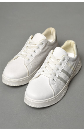Кросівки жіночі білого кольору на шнурівці 177281C