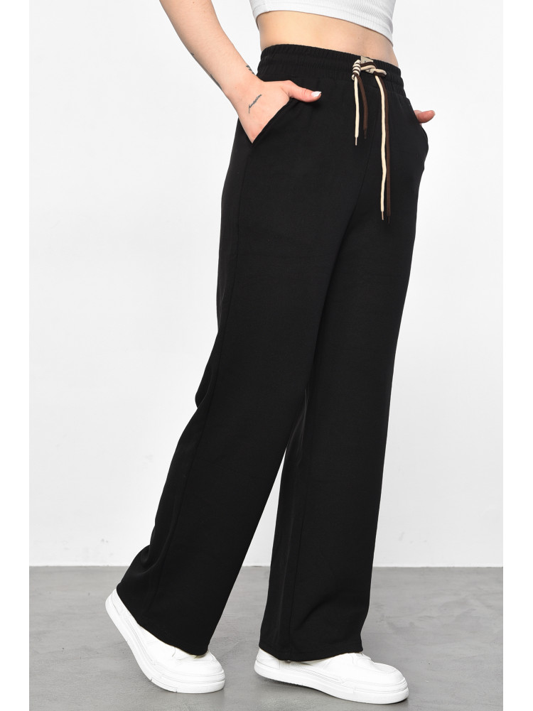 Штани жіночі напівбатальні розкльошені чорного кольору 9755-3 177346C