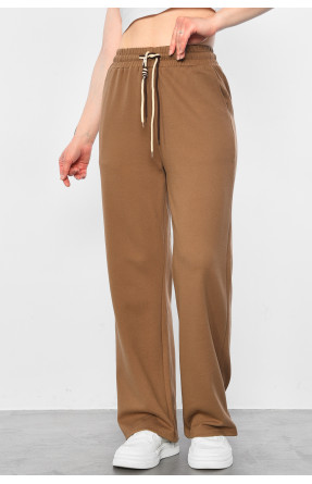 Штаны женские полубатальные расклешенные  коричневого цвета 9755-3 177348C