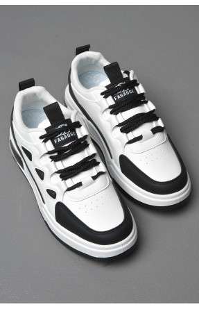 Кросівки чоловічі чорно-білого кольору на шнурівці 106-1 177370C
