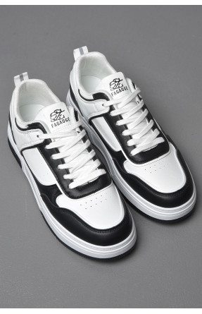 Кросівки чоловічі чорно-білого кольору на шнурівці 32-1 177387C