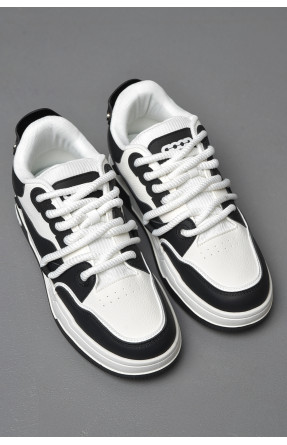 Кросівки чоловічі чорно-білого кольору на шнурівці 70-6 177393C