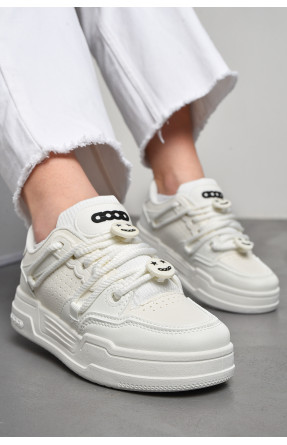 Кросівки жіночі білого кольору на шнурівці 78-2 177490C