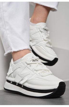 Кросівки жіночі білого кольору на шнурівці 98-2 177493C
