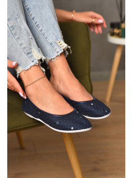 Балетки жіночі темно-синього кольору текстиль Т.502 177595C