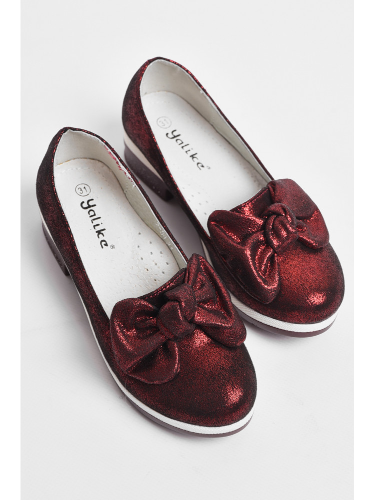 Туфли детские для девочки бордового цвета Уценка 177764C