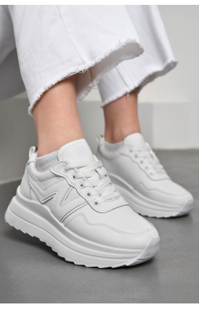 Кросівки жіночі натуральна шкіра білого кольору на шнурівці 78-8 177954C