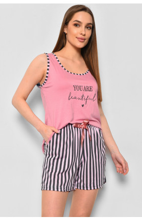 Пижама женская полубатальная розового цвета 221914 178010C