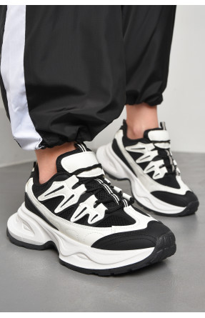 Кросівки жіночі чорно-білого кольору на шнурівці 808-1 178102C