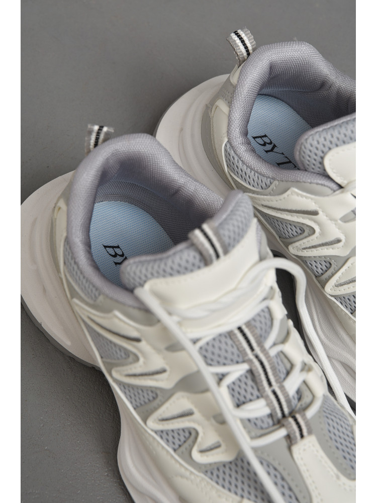Кроссовки женские серого цвета на шнуровке 808-3 178105C