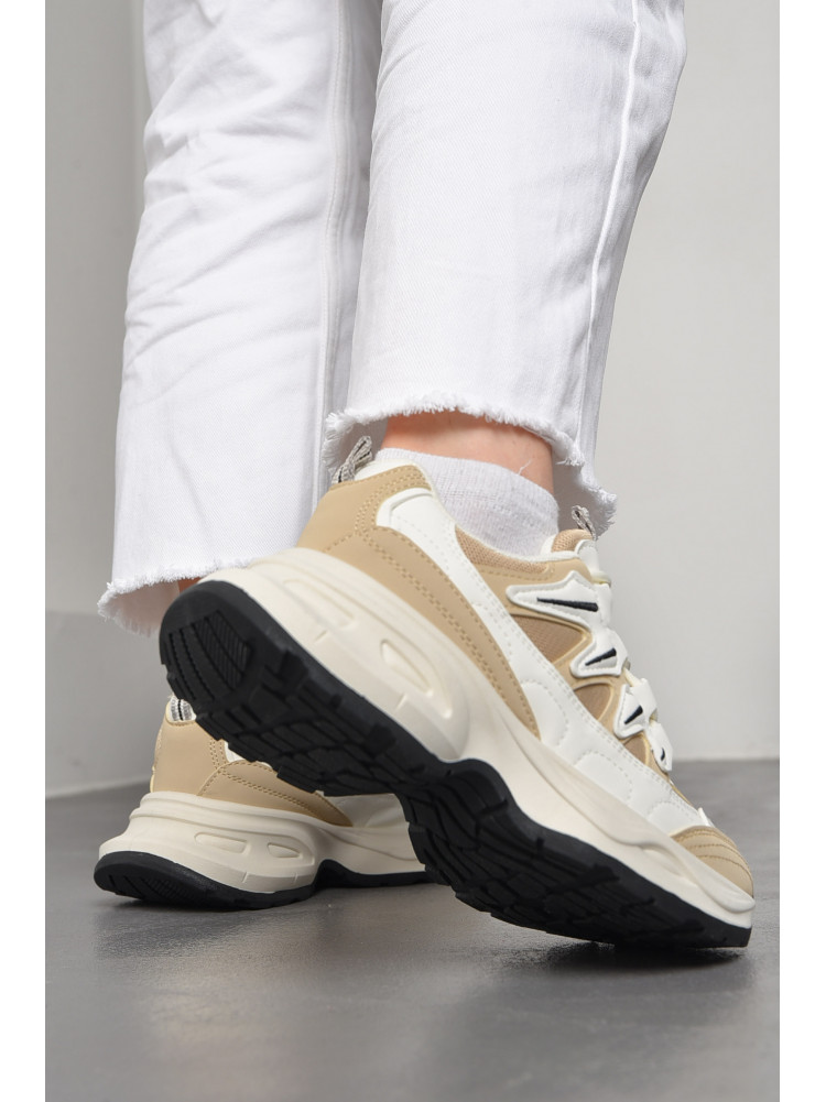 Кросівки жіночі бежевого кольору на шнурівці 808-2 178106C