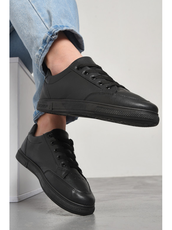 Кросівки жіночі чорного кольору на шнурівці 88-65-2 178184C