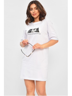 Туника женская из ткани лакоста белого цвета 178186C Туника женская из ткани лакоста белого цвета 178186C