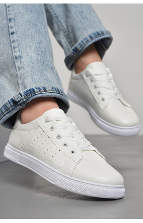 Кросівки жіночі білого кольору на шнурівці 88-68-1 178222C
