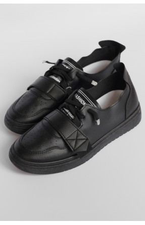 Кросівки жіночі чорного кольору на ліпучці 77-92-2 178268C
