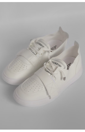 Кросівки жіночі білого кольору на ліпучці Уцінка 77-92-1 178271C