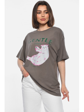 Футболка жіноча напівбатальна сірого кольору 379 178326C Футболка жіноча напівбатальна сірого кольору 379 178326C