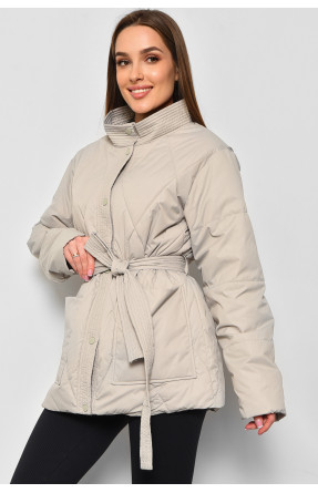 Куртка женская демисезонная полубатальная  оливкового цвета 717 178377C