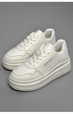Кросівки жіночі натуральна шкіра білого кольору на шнурівці 77-95 178383C