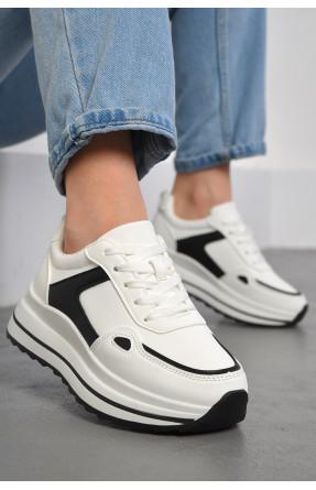 Кросівки жіночі білого кольору на шнурівці 541-93 178391C
