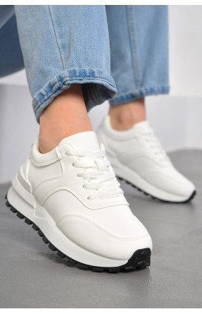 Кросівки жіночі білого кольору на шнурівці 542-116 178395C