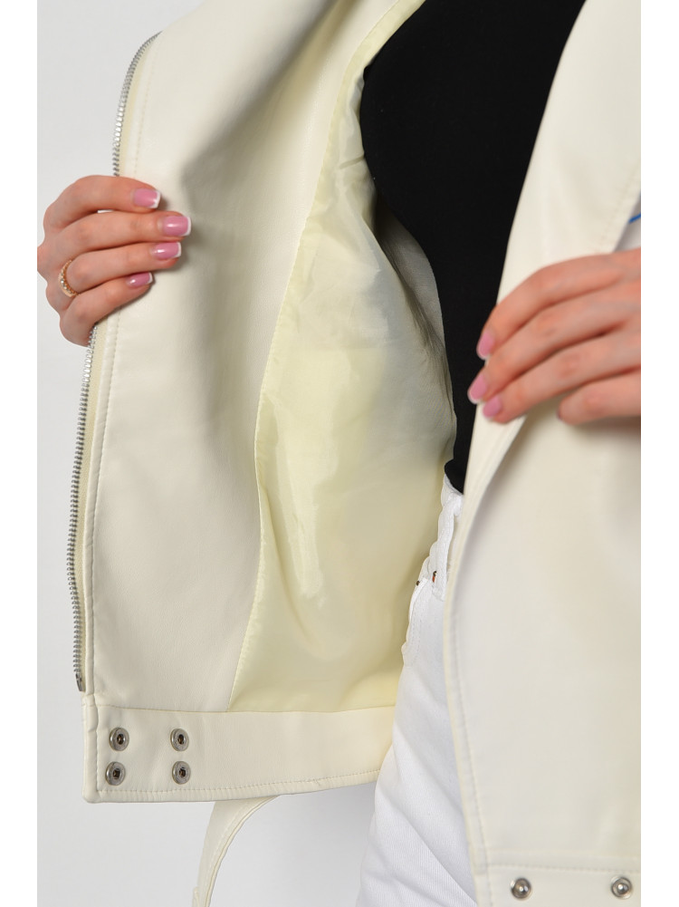 Куртка женская из экокожи белого цвета 2267 178509C