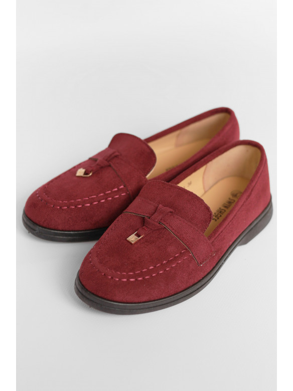 Туфли-лоферы женские бордового цвета JН2102-4 178777C