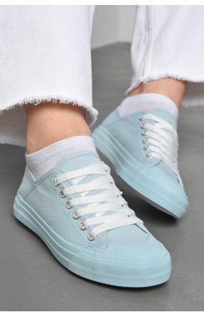 Кеди жіночі текстильні м'ятного кольору на шнурівці 2022 178888C
