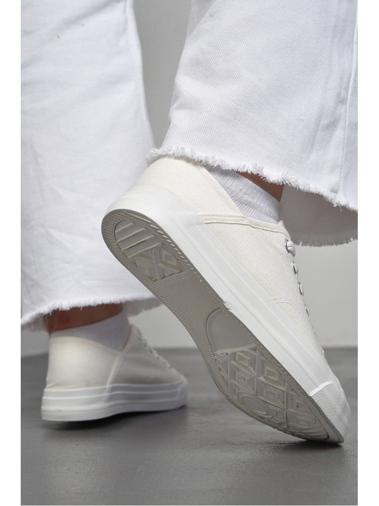 Кеди жіночі текстильні білого кольору на шнурівці 2022 178890C