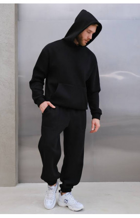 Спортивный костюм мужской на флисе черного цвета 07:11 179029C
