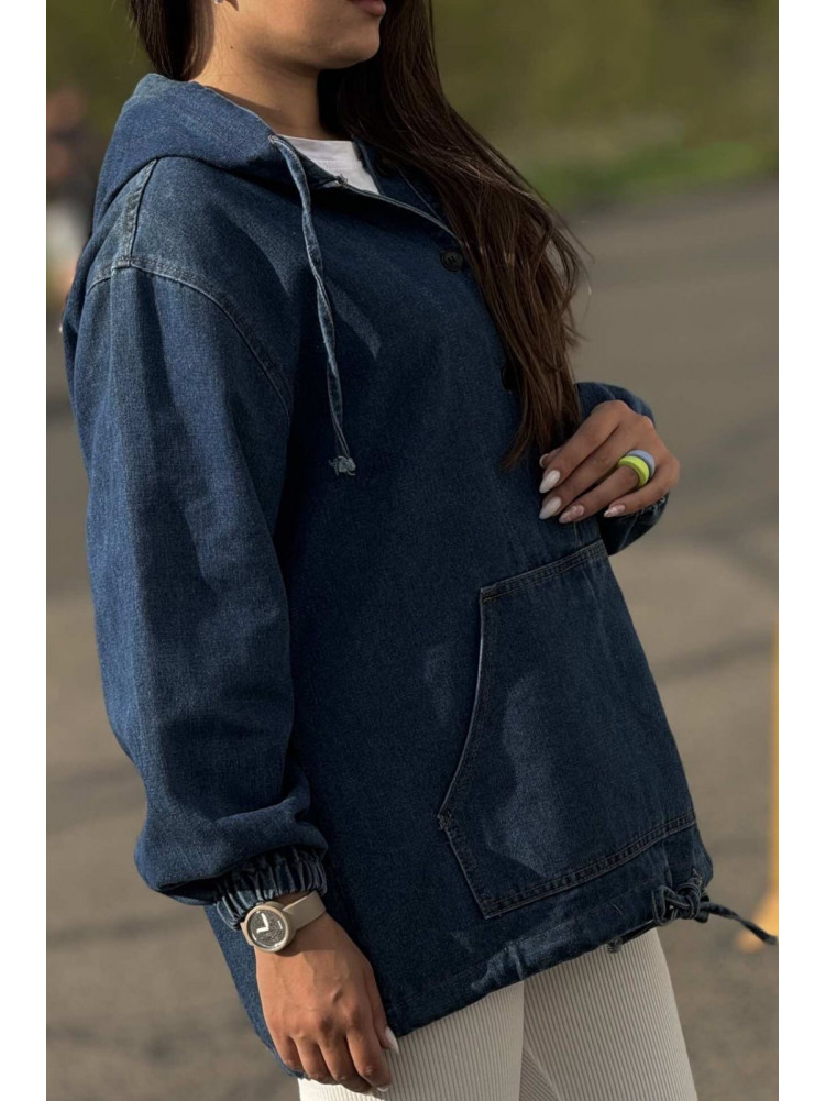 Куртка-анорак женская демисезонная полубатальная  синего цвета 2516 179143C