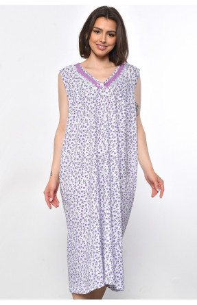Нічна сорочка жіноча білого  кольору з квітковим принтом 108 179168C