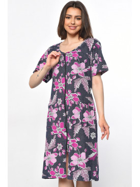 Халат жіночий батальний з принтом фіолетового кольору 3050 179179C Халат жіночий батальний з принтом фіолетового кольору 3050 179179C