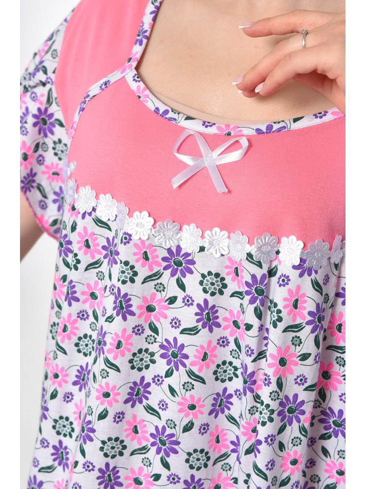 Ночная рубашка женская батальная белого цвета с цветочным принтом 179192C