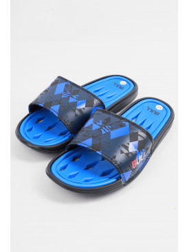 Шльопанці чоловічі синього кольору з геометричним візерунком 43 179496C Шльопанці чоловічі синього кольору з геометричним візерунком 43 179496C