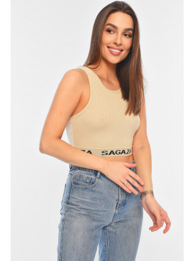 Топ-майка в рубчик женский мокко цвета 0287 179836C Топ-майка в рубчик женский мокко цвета 0287 179836C