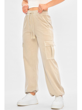 Штаны женские полубатальные бежевого цвета 560-5 179891C