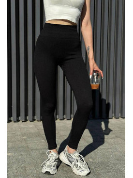 Лосины женские в рубчик черного цвета 179902C Лосины женские в рубчик черного цвета 179902C