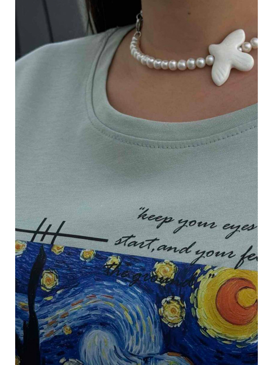 Футболка женская мятного цвета 914 180827C