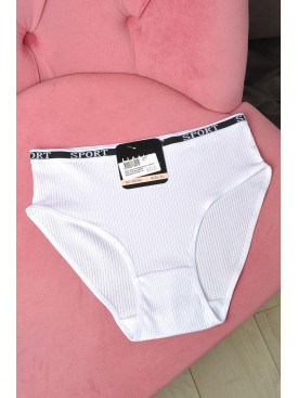 Труси жіночі напівбатальні у рубчик білого кольору 38294 180907C