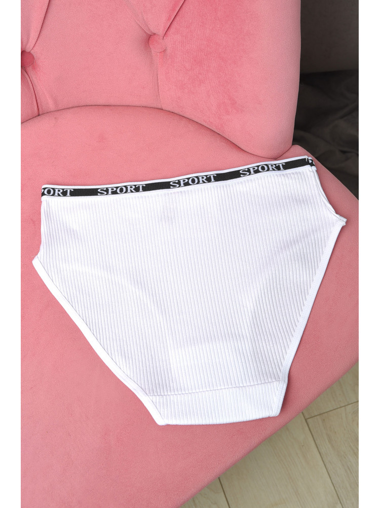 Трусы женские полубатальные в рубчик белого цвета 38294 180907C