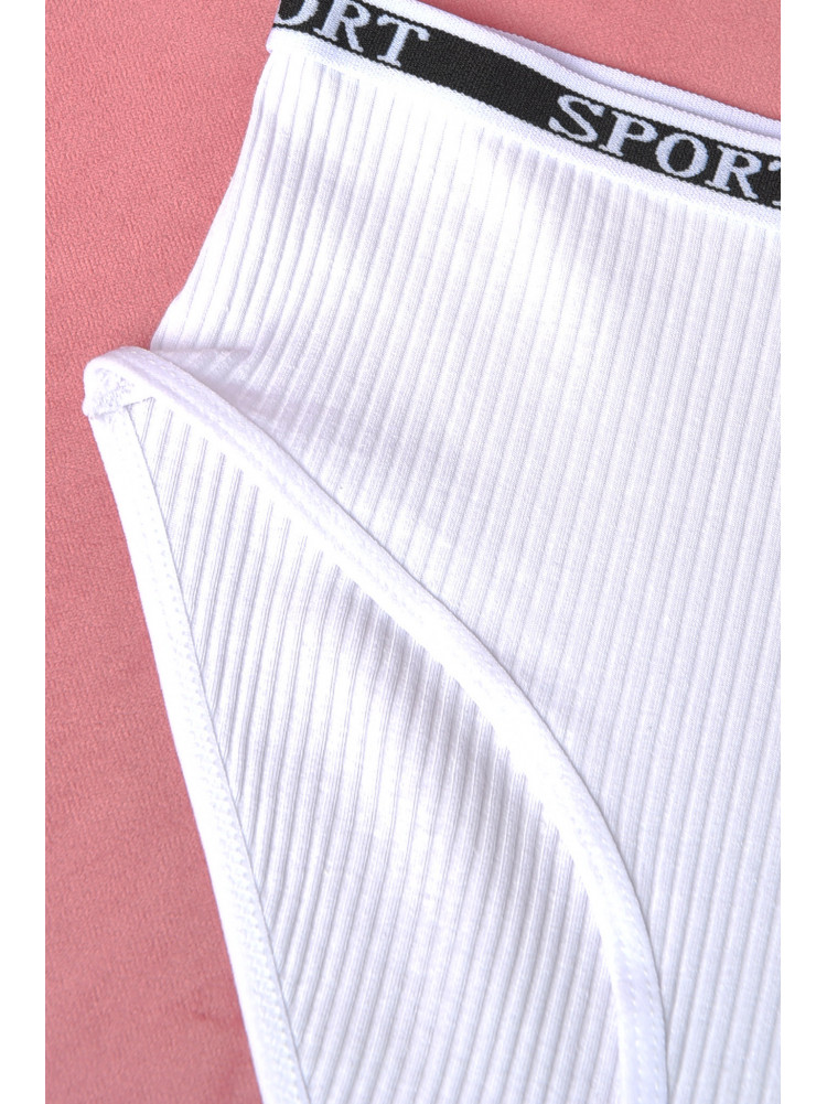 Трусы женские полубатальные в рубчик белого цвета 38294 180907C