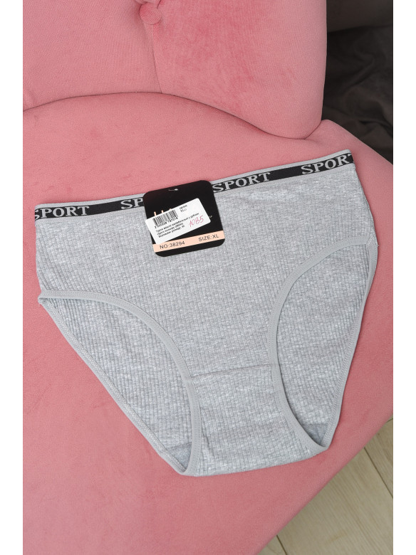 Труси жіночі напівбатальні у рубчик сiрого кольору 38294 180909C