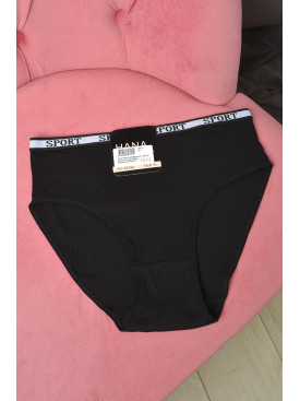 Трусы женские полубатальные в рубчик черного цвета 38294 180911C