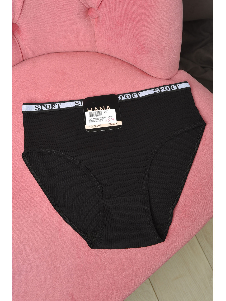 Труси жіночі напівбатальні у рубчик чорного кольору 38294 180911C