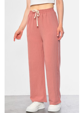 Штаны женские с ткани жатка розового цвета 9810-2 181913C