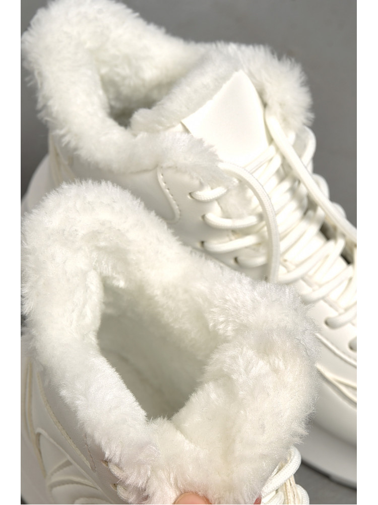 Кросівки жіночі на хутрі білого кольору м97-2 182605C